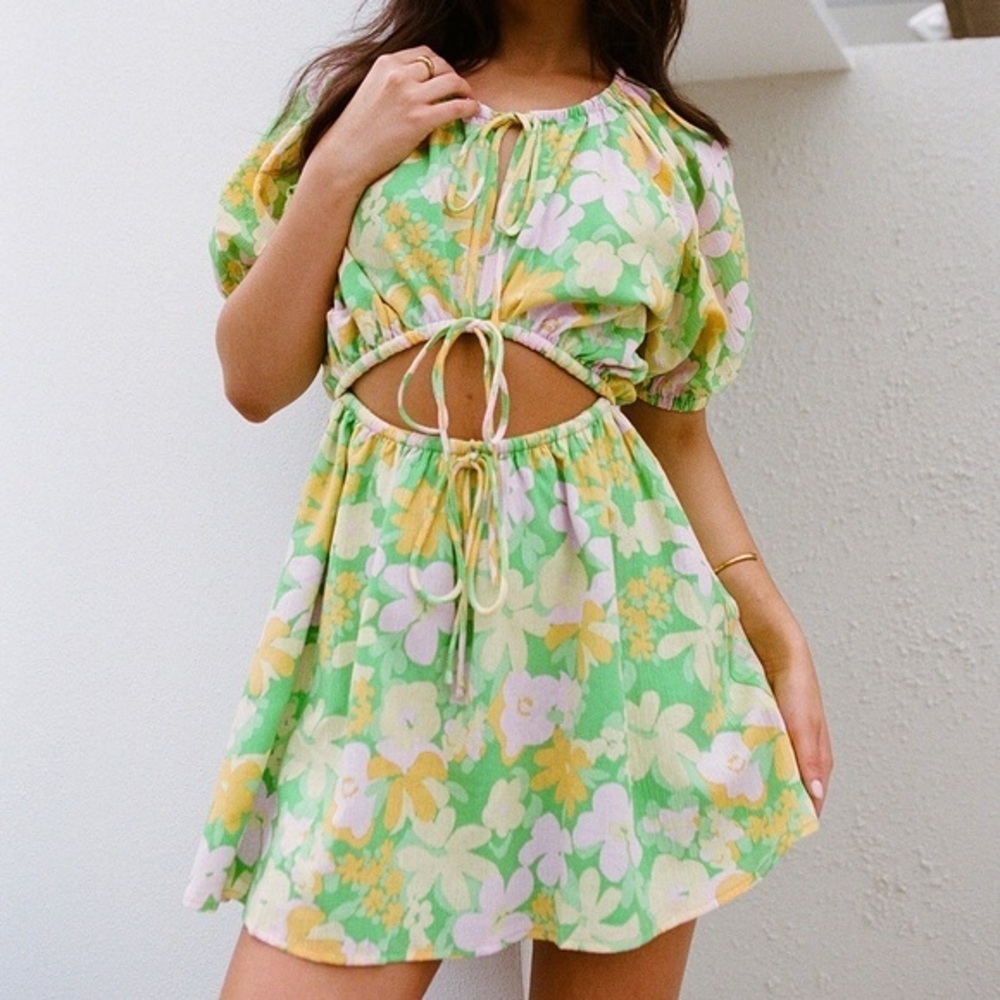 SABO Milo green floral cut out mini dress - Picture 3 of 13